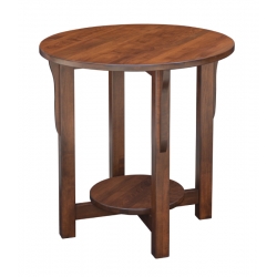 Prairie Mission Round End Table with Shelf