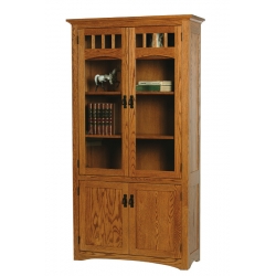 Mission Bookcase with Glass and Wood Doors