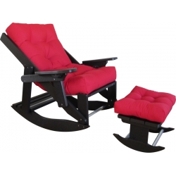 Siesta Premium Comfort Rocker Recliner and Footrest - Black/Canvas Jockey Red