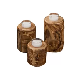 Upright Wood Candle Holders Set