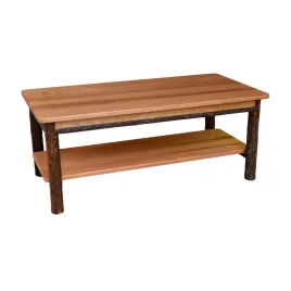 A&L Natural Finish Hickory Coffee Table with Shelf
