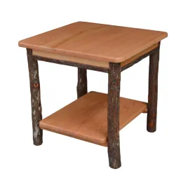 A&L Natural Finish Hickory End Table with Shelf
