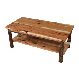 A&L Rustic Hickory Coffee Table with Shelf