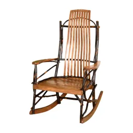 A&L Hickory 9-Slat Rocker with Walnut Finish