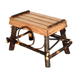 A&L Hickory Footstool with Walnut Finish