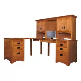 Mission Corner Computer Desk & Hutch