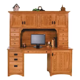 Mission Double Pedestal Desk & Hutch