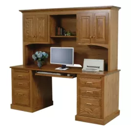 Traditional 62" Double Pedestal Desk & Hutch