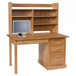 Traditional 52" Single Pedestal Desk & Hutch