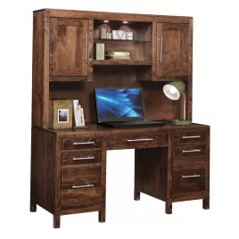 Vienna Double Pedestal Desk with Hutch