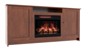 Newport Shaker Electric Fireplace Cabinet with Open Shelf