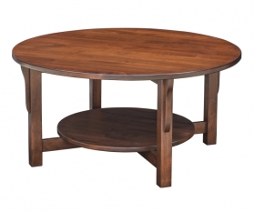Prairie Mission Round Coffee Table with Shelf