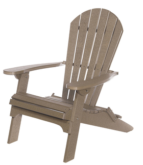 Poly Folding Adirondack Chair - Weatherwood